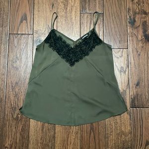 Express || Army Green and Black Lace Cami Tank XS